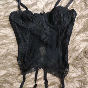 Black Strappy Garter  Corset Top