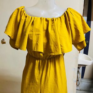 Korean Long Full Yellow Jumpsuit