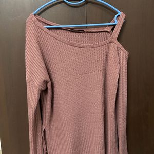 Cute Ribbed Mauve Sweater