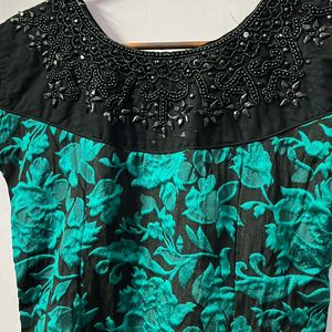 Black Frock With Shades Of Teal Green