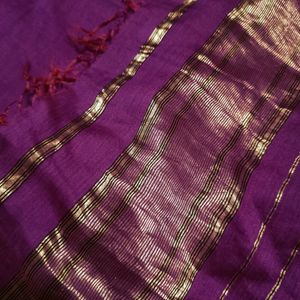 Golden zari border saree