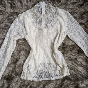 White Lace Victoria Era Inspired Vintage Top