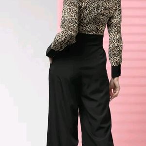 Women Black And Beige Printed Jumpsuit