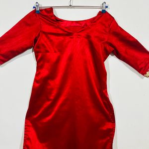 Red Churidar Top With Work For Women And Girls