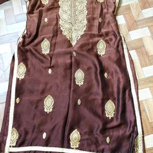 Brown Salwar Suit With Dupatta