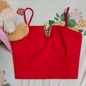 Red Padded Party Wear Top