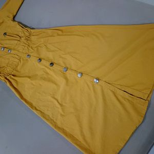 A Mustard Cute Knee Length Dress