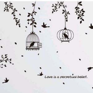 Birds Cage Design Wall Adhesive Sticker