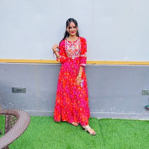 Bandhni Print Gown Kurta