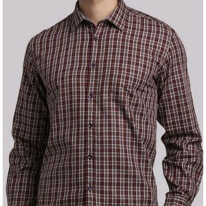 Parx Maroon Checks Shirt (Men)