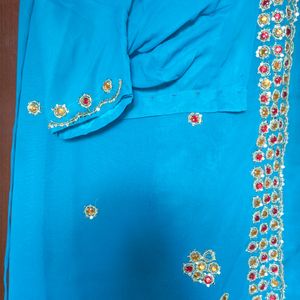 Blue Georgette Saree