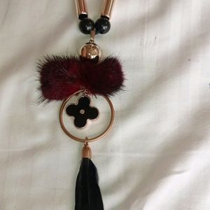 Black Neckwear With Long Chain