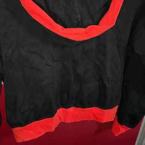 Red And Black Hooded Top