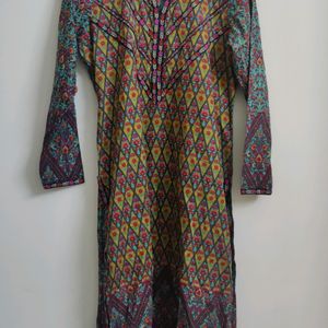 Printed Kameez With Churidar Pant Chiffon Dupatta