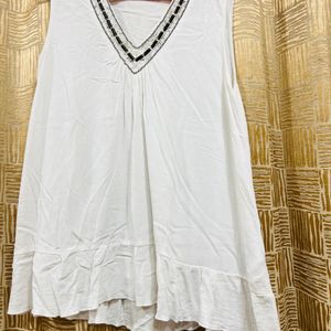 White Top With Bead Work