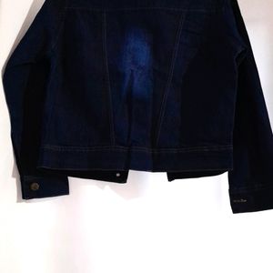 Navy Blue Denim Overcoat For Women