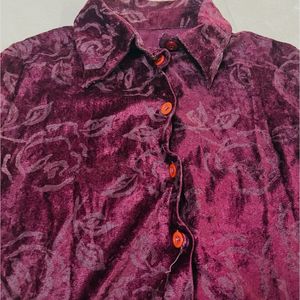 Women Velvet Party Wear Shirt