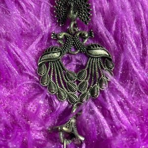 Oxidised Earrings With Peacock Design