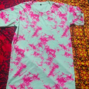 Tie Dye Pink White Casual Tshirt