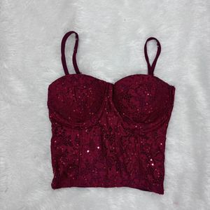 Imported Cherry Red Pinterest Corset Top