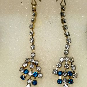 Blue Earring With Stone And Hair Hook