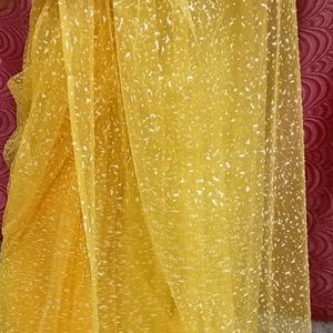 Yellow Net Saree Unused 🎉🎉