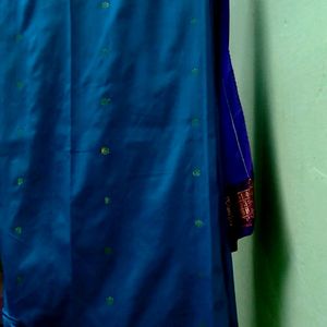 Silk Skyblue Colour Saree(No Blouse)