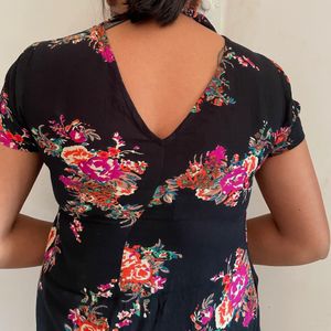 Black Floral Printed Dress