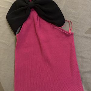 Zara One Shoulder Bow Fitted Top