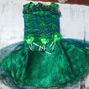 Green Colour Baby Girl Dresses With Bottom Wear