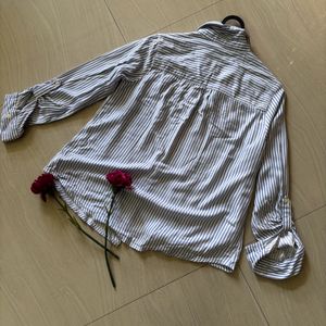 Stripes  With Embroidery Thread Work Shirt