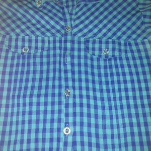 Blue Check Formal Shirt For Women..