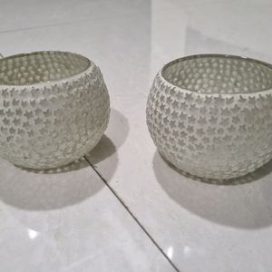 Tea Light Glass Candle Holder Set Of 2