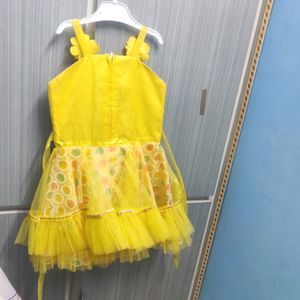 Yellow Long Gown For Baby Girl