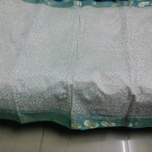 Cotton Painted Saree With Banarsi Border