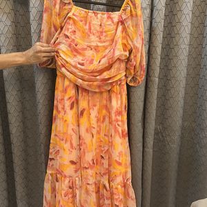 Orange A Line Dress