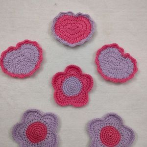 Crochet Handmade Flower And Heart Coasters