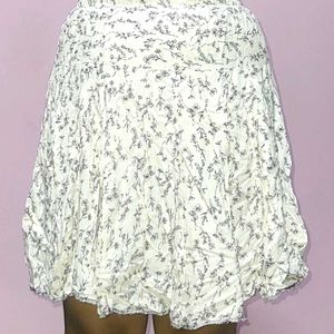 Beige Floral Detail Skirt