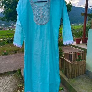 Embroidery Work Beautiful Sky Blue Kurta