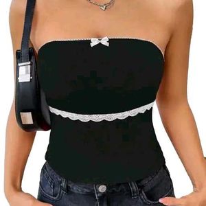 black Front bow tank top