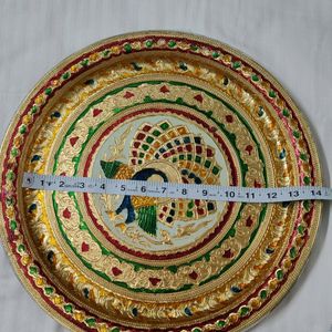 Meenakari Peacock Thaal For Gift Or Dry Fruits