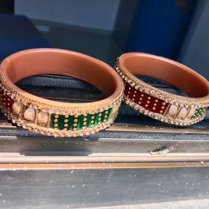 Red And Green Combination Bangles