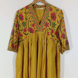 Mustard Yellow Printed Kurta (Women)