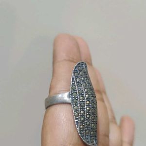 92.5 Silver Marcasites Long Ring