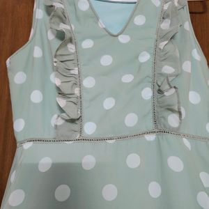 Sea Green Polka Dress Like New