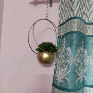 Set Of 2 Golden Metal Hanging Pot