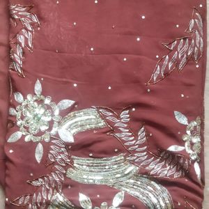 Beautiful Saree with sliver Design