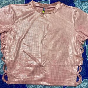 Pink Shimmer Crop Top