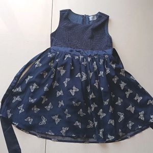 Butterfly Print Navy Blue Frock