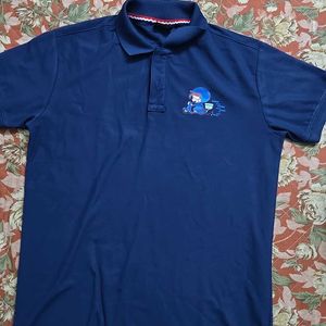 Polo Neck Blue Tshirt For Casual Wear / Outing